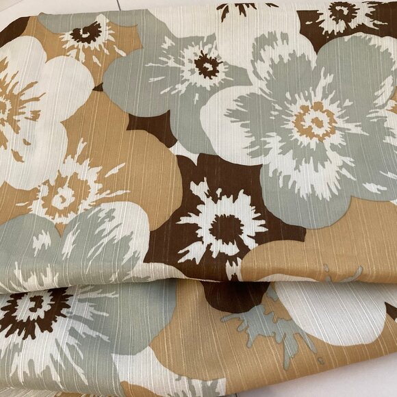 Fabric Shower Curtain 72" x 72" Gold Gray Brown Floral - Picture 3 of 10